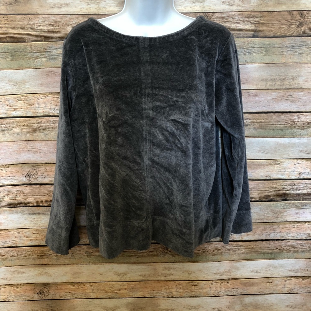Grey Velvet Long Sleeve Top